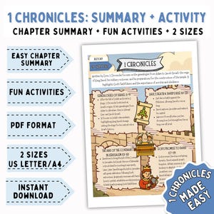 1 Chronicles Bible Activity for Kids, Easy Bible Study, Bible Coloring, Old Testament Activity Kids, Bible Story, Sunday School Worksheet