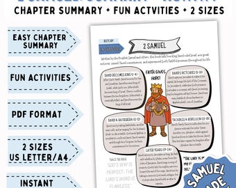 2 Samuel Bible Activity for Kids, Bible Worksheet, Coloring Page, Sunday School Workbook, Old Testament for Kids, Easy Bible Lesson for Kids