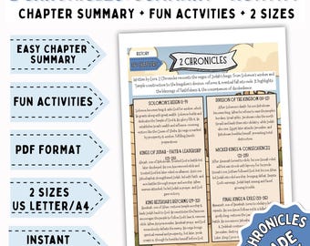 2 Chronicles Bible Activity for Kids, Printable Bible Lesson, Coloring Page, Summary, Old Testament Bible Lesson Homeschool, Sunday School