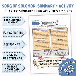 Song of Solomon Bible Activity Kids, Bible Worksheet, Song of Solomon Coloring Page, Song of Solomon Bible Lesson, Old Testament for Kids