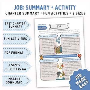 Job Bible Activity Kids, Bible Worksheet, Coloring Page, Bible Lesson, Old Testament for Kids, Sunday School Lesson, PRINTABLE, DOWNLOAD
