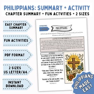 Philippians Bible Activity Kids, New Testament Worksheet, Philippians Bible Study, New Testament Kids, Sunday School, PRINTABLE, DOWNLOAD