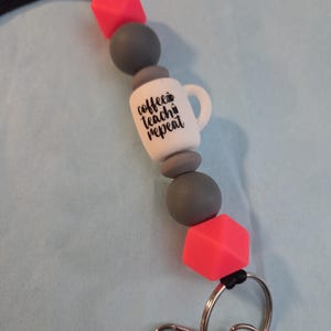 Teacher Lanyard| Silicone Beaded Lanyard| Teacher Appreciation Gift| Teacher Badge Holder