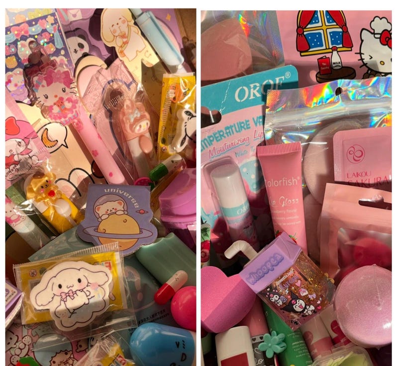 Kawaii met de hand samengestelde Mystery Box Set, kawaii kantoorbenodigdheden, make-up, schep, accessoires, blinde doos, autodecor afbeelding 9