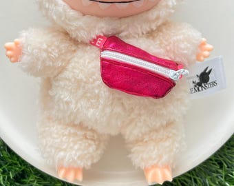 Hand Stitched Miniature Fanny Pack, Monster Plush Keychain Toy Accessory