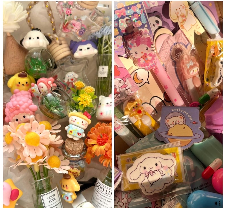 Kawaii met de hand samengestelde Mystery Box Set, kawaii kantoorbenodigdheden, make-up, schep, accessoires, blinde doos, autodecor afbeelding 8