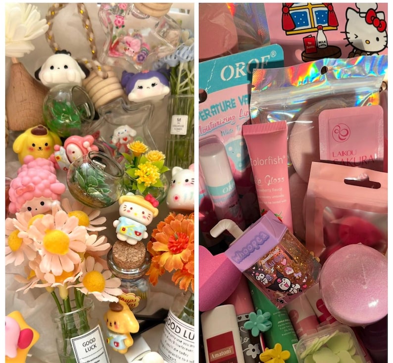 Kawaii met de hand samengestelde Mystery Box Set, kawaii kantoorbenodigdheden, make-up, schep, accessoires, blinde doos, autodecor afbeelding 7