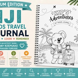 Fiji Kids Travel Journal Printable | Holiday Activity Book for Kids | Vacation Memory Book Travel Diary Colouring Pages Games PDF