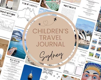 Diario de viaje para niños de Sídney: Libro de actividades imprimible: Lugares de interés, rompecabezas y actividades para colorear (descarga digital)