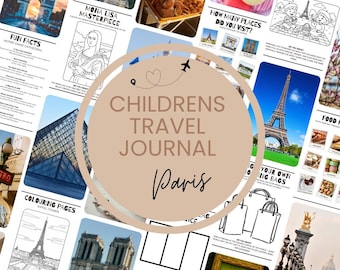 Kids Paris Travel Journal | Travel Activity Book for Kids | Airplane Activities | Printable Holiday Diary for France Trips