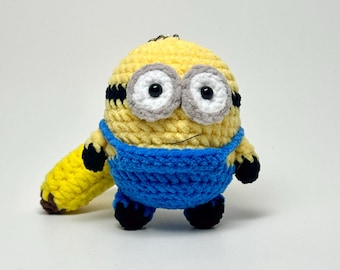 Brelok do kluczy z Minionkiem na szydełku: ręcznie robiony pluszowy miś - Bob