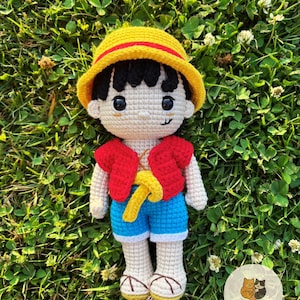 Gehäkelte Luffy 0ne Piece, Amigurumi Luffy, Luffy Plushie, handgemachtes Geschenk, gefüllter Luffy One Piece