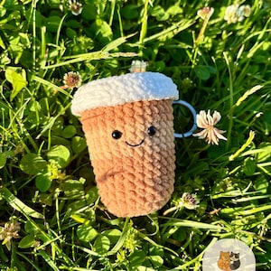 Crochet Mini Coffee Cup Keychain , Amigurumi Coffee Cup , Coffee Cup Plushie,  Handmade Gift , Stuffed Mini Coffee Cup Keychain