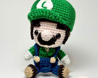Crochet Luigi and Warp Pipe Set: Handmade Super Mario Plushie