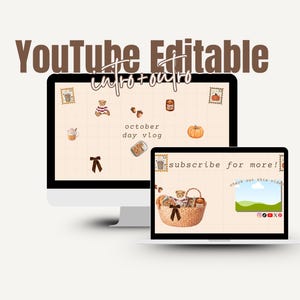 Mysigt höst-Vlogtober YouTube-intro och outro-set | Redigerbar Canva-mall (digital nedladdning)