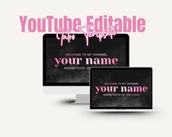 Szablon Canva wprowadzenia do kanału YouTube | Edytowalne, różowe, minimalistyczne wprowadzenie do kanału | Pobieranie cyfrowe