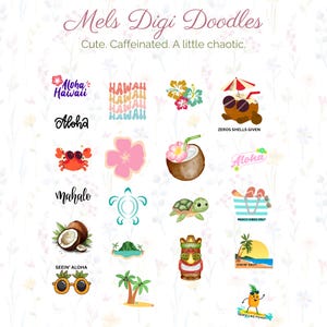 Tropical Sticker Bundle – 20 Digital PNG Stickers | Cute Printable Planner Stickers | Beach Aesthetic Digital Download