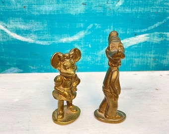 Vintage Brass Minnie Mouse and Goofy Figures, Brass Disney Minnie Mouse, Collectible Brass Goofy Dog, Brass Disney Figures at CastawaysHall