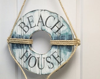 Wooden Life Preserver Ring: Nautical Beach House Decor By CastawaysHall