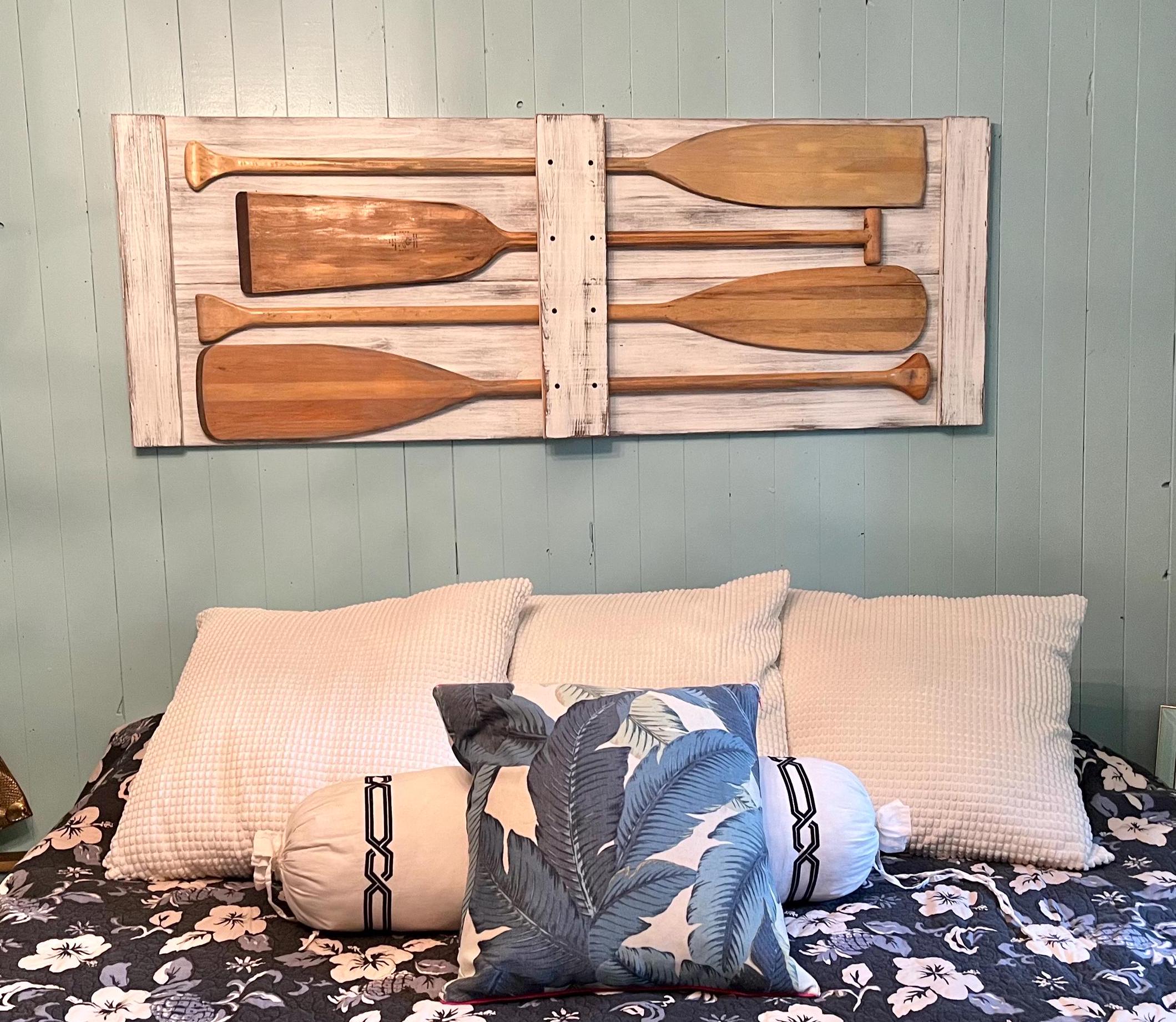 Oars Wall Decor in Distressed White for Paddle Headboard, Lake House