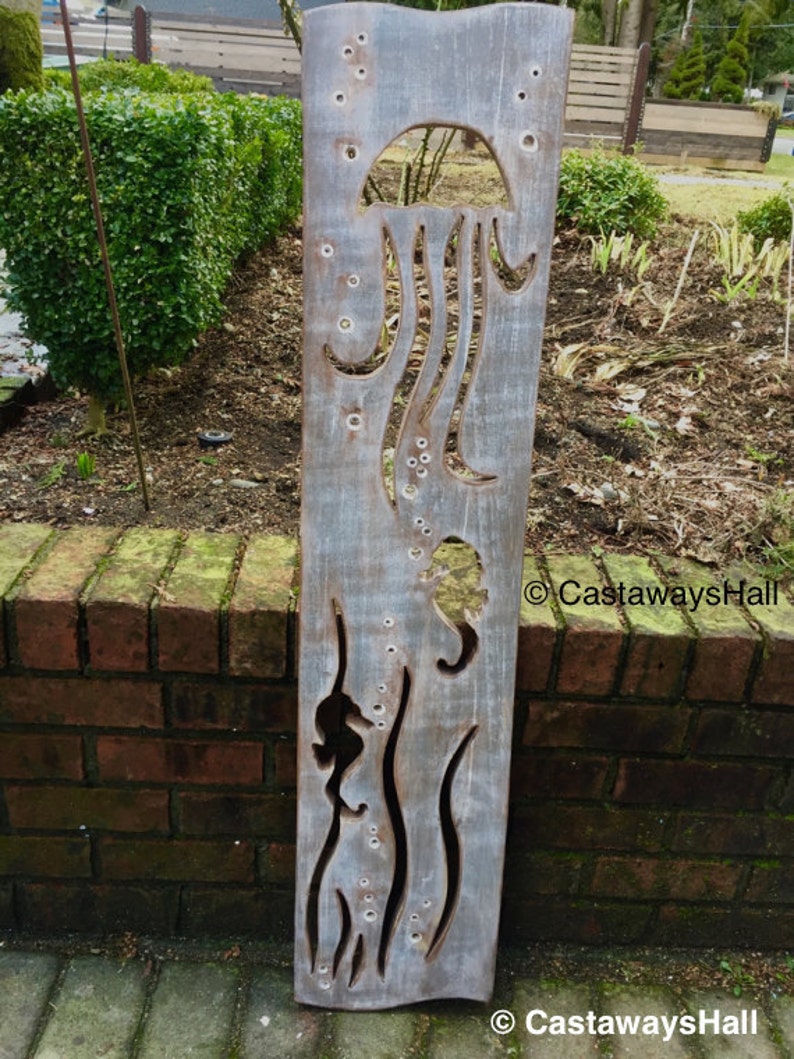 Seahorse Jellyfish Medusa Tentacles Art Panel Sign Natural Etsy