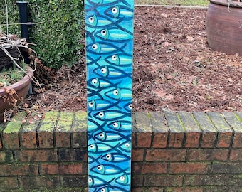 Blue School of Fish Painting: Coastal Beach House Wall Art By CastawaysHall