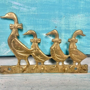 Vintage Brass Key Rack, Jewelry Necklace Holders, Cats Garfield Ducks Padlock Sailboat House Girls & Dog, Housewarming Gift at CastawaysHall image 4