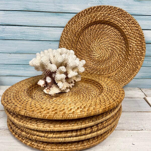 Rattan Chargers Etsy