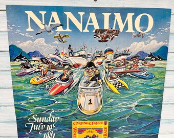 Vintage Beach House Poster, 1981 Carling O’keefe World Championship Bathtub Races Nanaimo to Vancouver, Collectible Poster at CastawaysHall