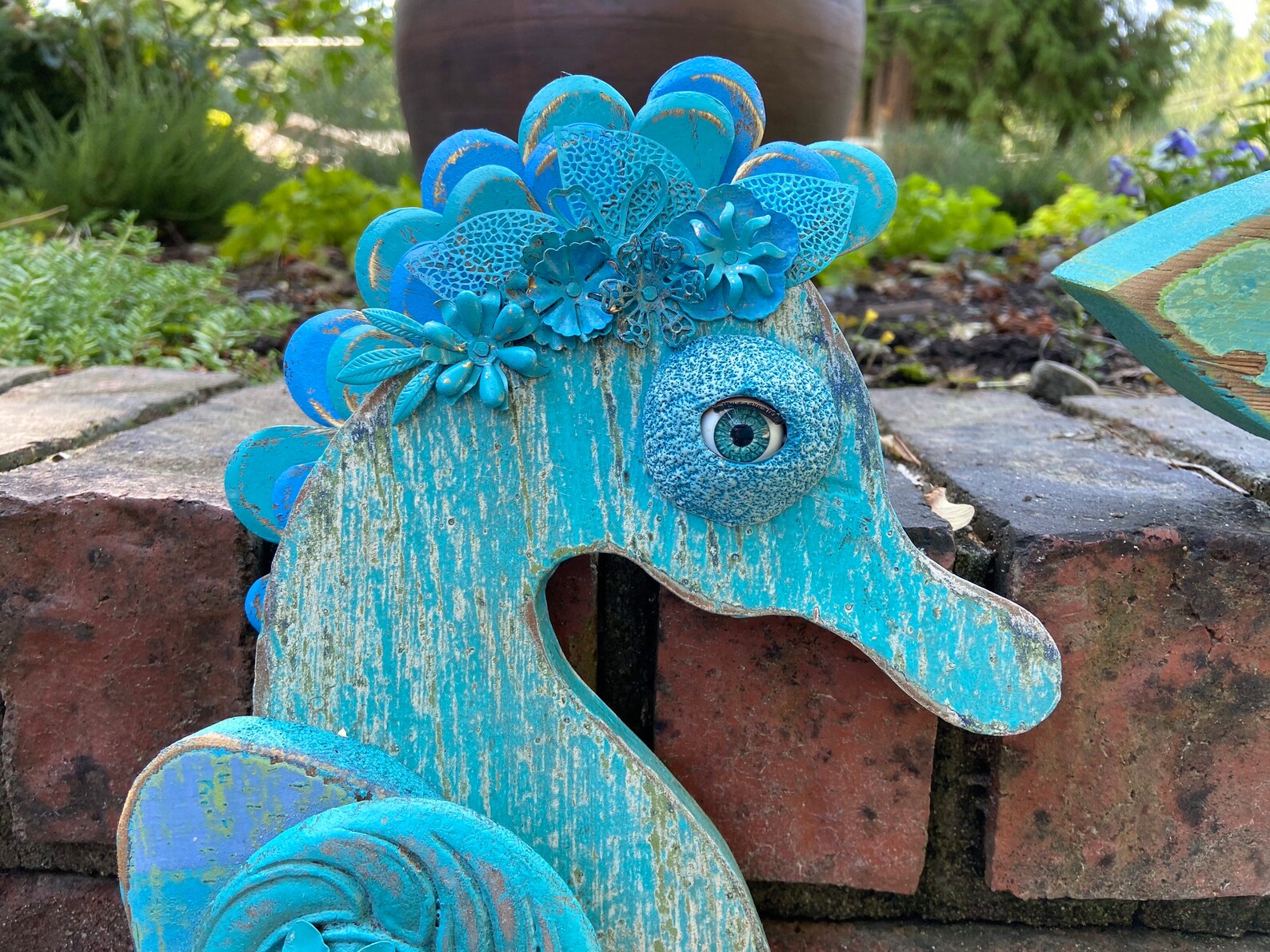 Turquoise Seahorse Wall Decor Wooden Seahorse Art Seahorse Etsy