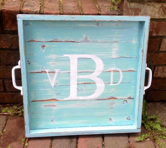 Ottoman Tray Large Monogram Serving Tray Beach House Nautical Etsy