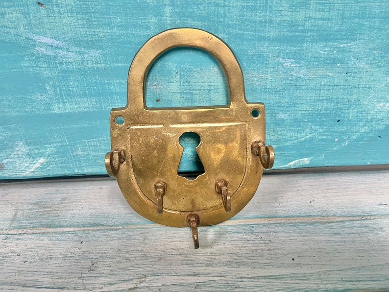 Vintage Brass Key Rack, Jewelry Necklace Holders, Cats Garfield Ducks Padlock Sailboat House Girls & Dog, Housewarming Gift at CastawaysHall image 5