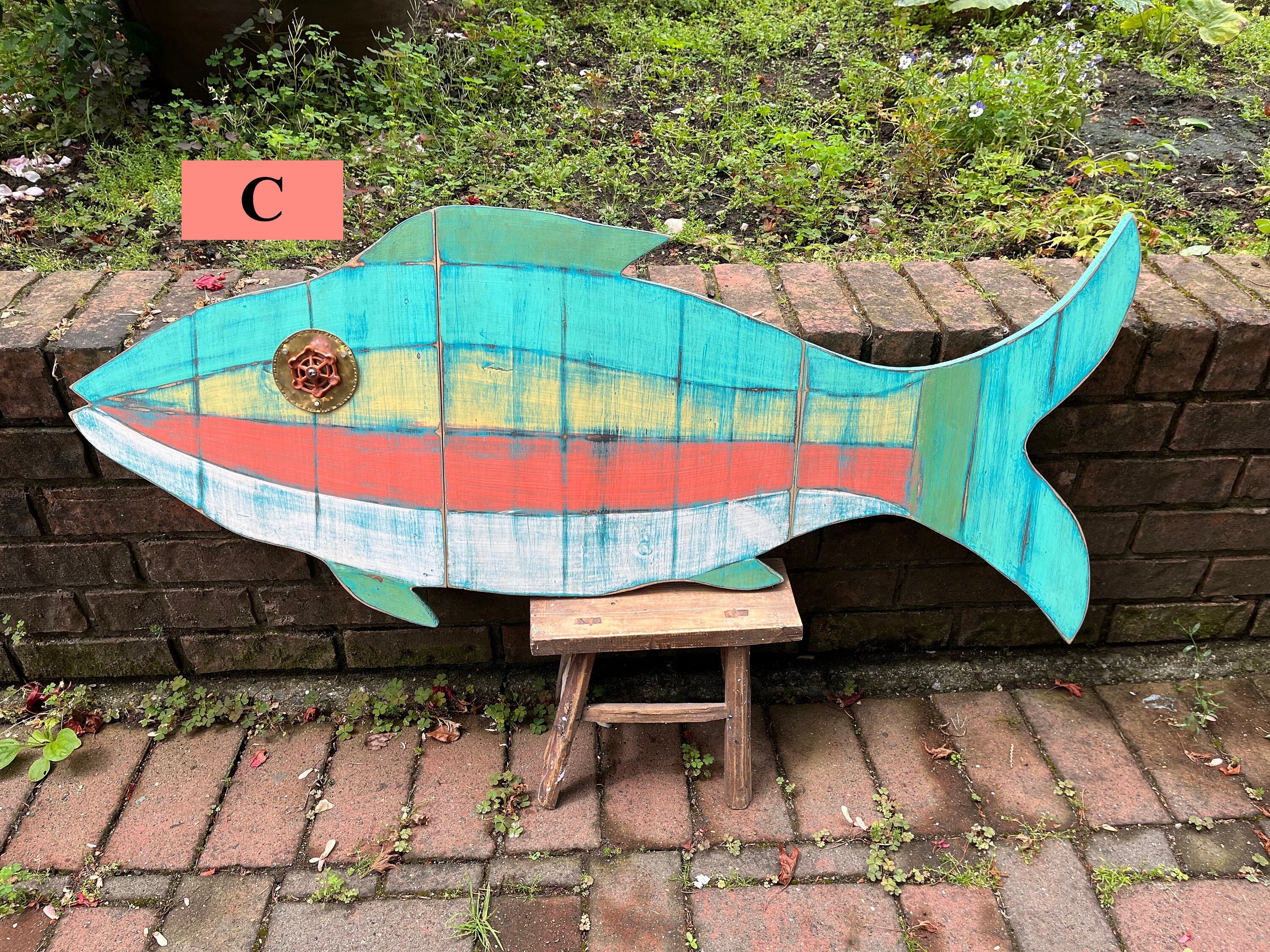 Large Wooden Fish Wall Art: Tropical Beach House Decor by Castawayshall