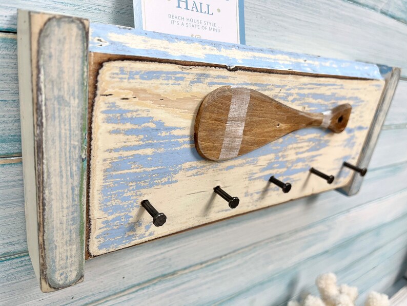 Rustic Door Wood Key Rack Chippy Paint Hook Rack With Little - Etsy