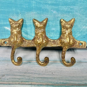 Vintage Brass Key Rack, Jewelry Necklace Holders, Cats Garfield Ducks Padlock Sailboat House Girls & Dog, Housewarming Gift at CastawaysHall image 2