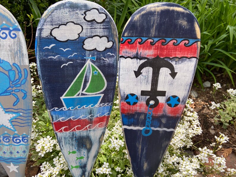 Painted Art Paddle ONE Painted Paddle Oar Art Nautical Wall Etsy Canada