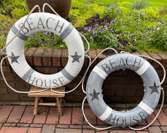 Vintage Life Preserver Ring Buoy, Painted Beach House Life Preserver Sign, White  Life Ring, Beach House Nautical Decor at CastawaysHall