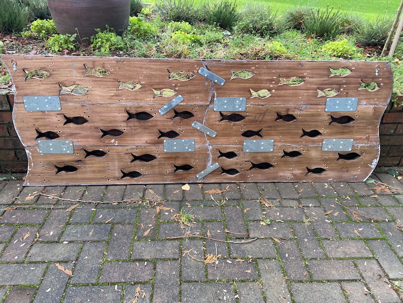 Wood School of Fish Art Headboard King Size Sign Driftwood Etsy