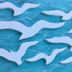 NEW PVC Flock of Seagulls, Seagull Sign, Interior Exterior Seagull Set, Seagull Wall Decor, Beach House Flock of Sea Birds by CastawaysHall