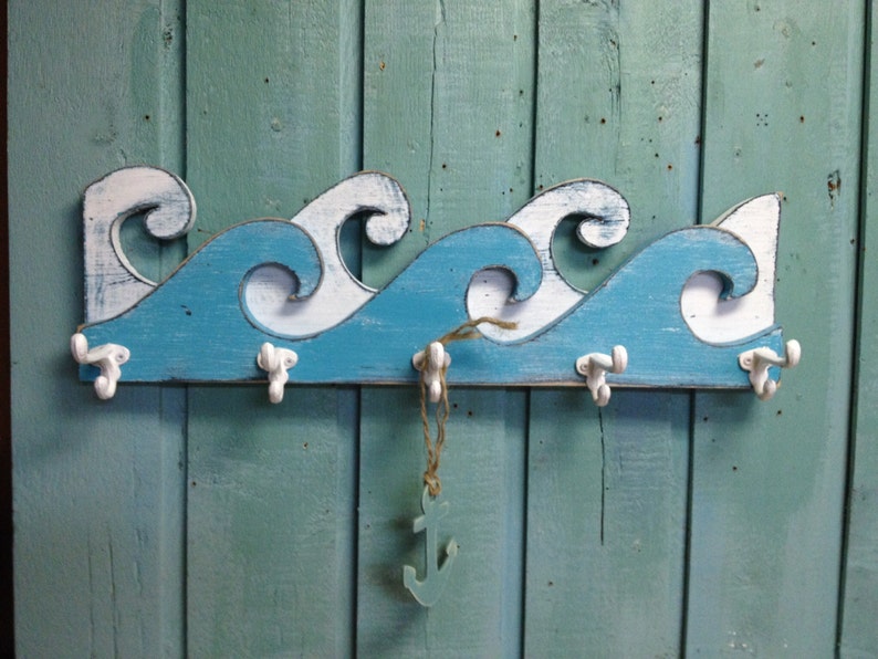 Waves Coat Rack Waves Hook Rack Sign Coastal Coat Rack Wall Etsy