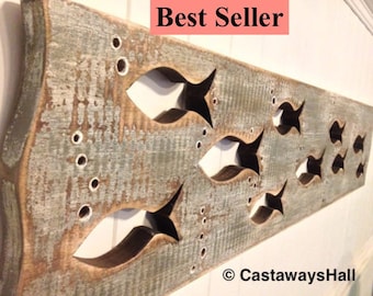 Wood Fish Wall Art: Sea Glass or Driftwood Finish - Coastal Decor