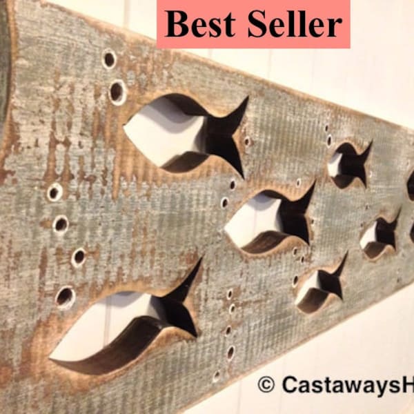Wood Fish Wall Art: Sea Glass or Driftwood Finish - Coastal Decor