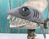 Mr. White Shark Art Statue, Great White Shark & Coral Reef Assemblage Sculpture, Coastal Folk Art Decor by The Sea Of Odd of CastawaysHall