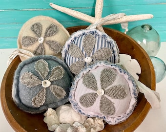 Peg Hanger Sand Dollars In Antique Wool, Beach House Bowl Fillers By CastawaysHall