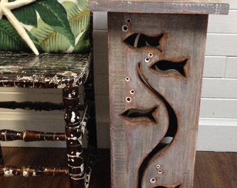 Wood Fish Side Table: Driftwood or Sea Glass Finish By CastawaysHall