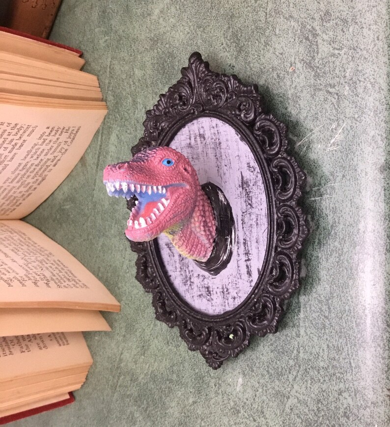 Dinosaur Trophy Head Tyrannosaurus T-Rex Framed Assemblage Art | Etsy