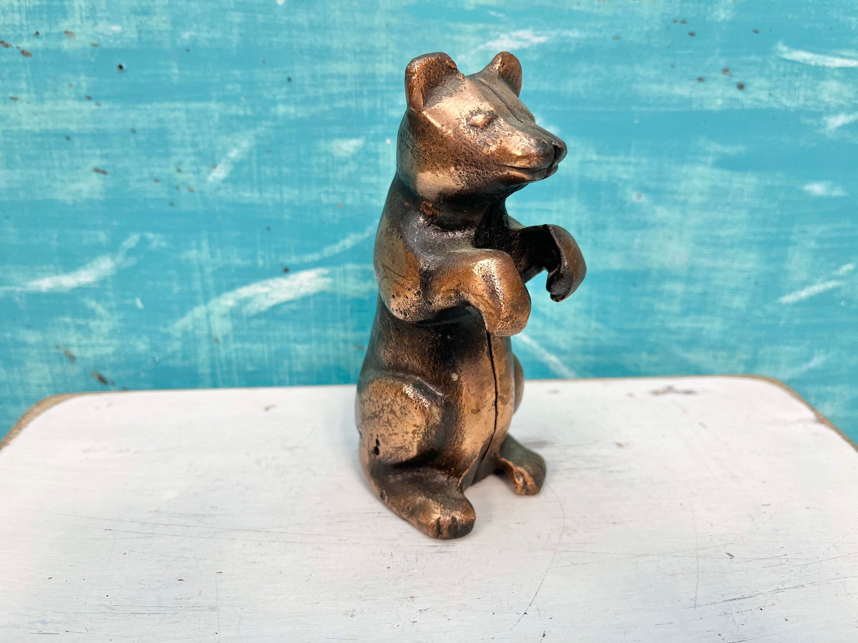 Vintage A.c. Williams Cast Iron Begging Bear Bank - 1900S Copper Toy At Castawayshall