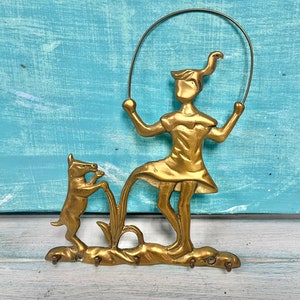 Vintage Brass Key Rack, Jewelry Necklace Holders, Cats Garfield Ducks Padlock Sailboat House Girls & Dog, Housewarming Gift at CastawaysHall image 8