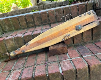 Wooden Whale Folk Art Sculpture Made From a Vintage Oar, Beach House Assemblage Art and Home Decor by CastawaysHall