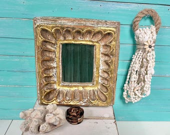 Vintage Distressed Gold Leaf Florentine Mirror: Italian Style Wall Decor At CastawaysHall